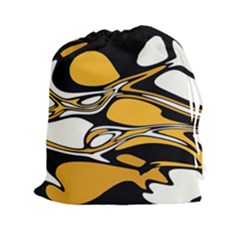 Black Yellow White Abstract Art Drawstring Pouch (2xl) by SpinnyChairDesigns