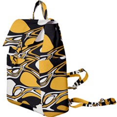 Black Yellow White Abstract Art Buckle Everyday Backpack by SpinnyChairDesigns