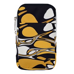 Black Yellow White Abstract Art Waist Pouch (large) by SpinnyChairDesigns