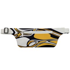 Black Yellow White Abstract Art Active Waist Bag by SpinnyChairDesigns