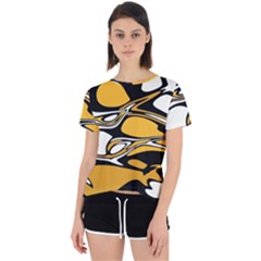 Black Yellow White Abstract Art Open Back Sport Tee