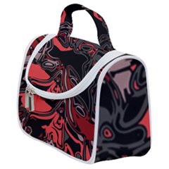 Red Black Grey Abstract Art Satchel Handbag by SpinnyChairDesigns