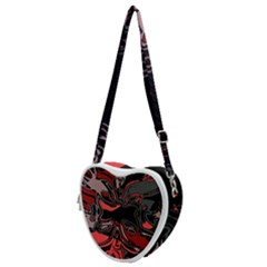 Red Black Grey Abstract Art Heart Shoulder Bag by SpinnyChairDesigns