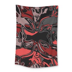 Red Black Grey Abstract Art Small Tapestry by SpinnyChairDesigns