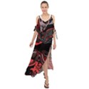 Red Black Grey Abstract Art Maxi Chiffon Cover Up Dress View1