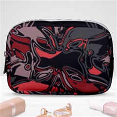 Red Black Grey Abstract Art Make Up Pouch (small) by SpinnyChairDesigns