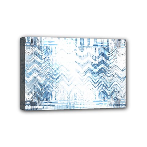 Boho Faded Blue Denim White Batik Mini Canvas 6  X 4  (stretched) by SpinnyChairDesigns