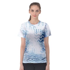 Boho Faded Blue Denim White Batik Women s Sport Mesh Tee