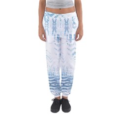 Boho Faded Blue Denim White Batik Women s Jogger Sweatpants by SpinnyChairDesigns