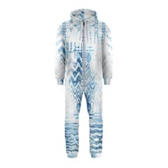 Boho Faded Blue Denim White Batik Hooded Jumpsuit (kids)