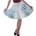 Boho Faded Blue Denim White Batik A-line Skater Skirt View1