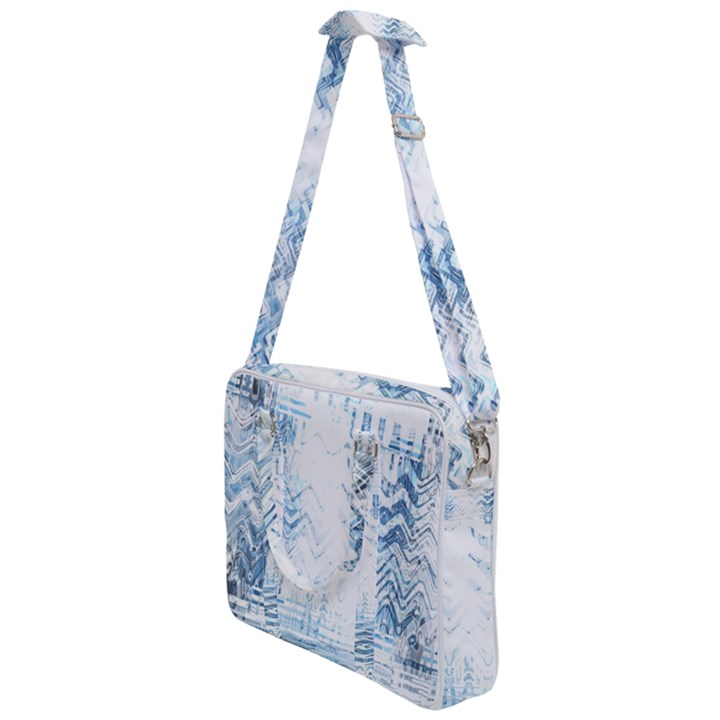 Boho Faded Blue Denim White Batik Cross Body Office Bag