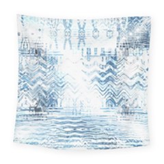 Boho Faded Blue Denim White Batik Square Tapestry (large) by SpinnyChairDesigns