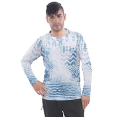 Boho Faded Blue Denim White Batik Men s Pique Long Sleeve Tee