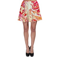 Red Orange Abstract Art Skater Skirt