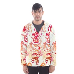 Red Orange Abstract Art Men s Hooded Windbreaker