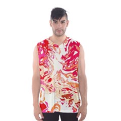 Red Orange Abstract Art Men s Basketball Tank Top by SpinnyChairDesigns