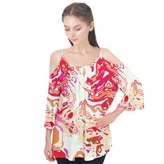 Red Orange Abstract Art Flutter Tees