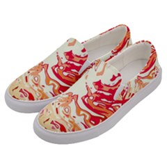 Red Orange Abstract Art Men s Canvas Slip Ons by SpinnyChairDesigns