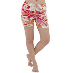 Red Orange Abstract Art Lightweight Velour Yoga Shorts