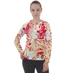 Red Orange Abstract Art Women s Long Sleeve Raglan Tee