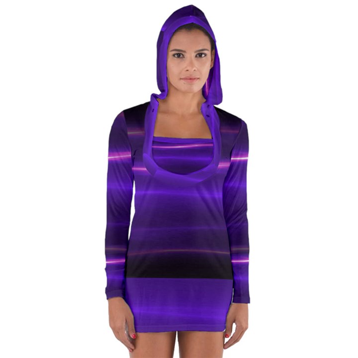 Electric Neon Indigo Black Ombre  Long Sleeve Hooded T-shirt