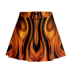 Fire And Flames Pattern Mini Flare Skirt by SpinnyChairDesigns