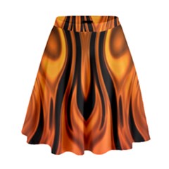 Fire And Flames Pattern High Waist Skirt by SpinnyChairDesigns