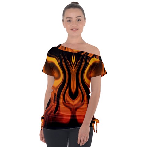 Fire And Flames Pattern Tie-up Tee by SpinnyChairDesigns