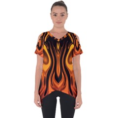 Fire And Flames Pattern Cut Out Side Drop Tee by SpinnyChairDesigns