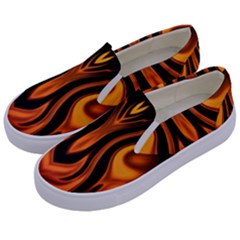 Fire And Flames Pattern Kids  Canvas Slip Ons by SpinnyChairDesigns