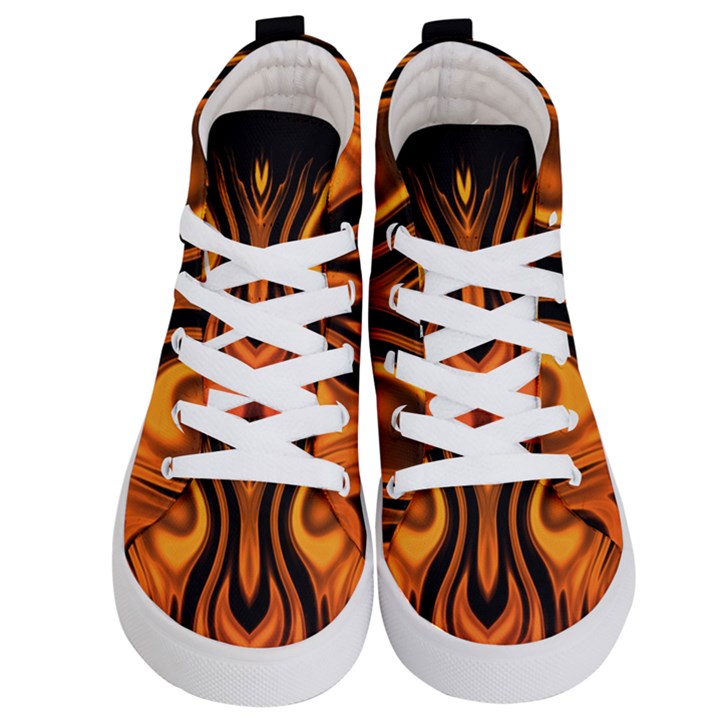 Fire and Flames Pattern Kids  Hi-Top Skate Sneakers