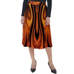 Fire And Flames Pattern Classic Velour Midi Skirt  by SpinnyChairDesigns