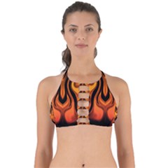 Fire And Flames Pattern Perfectly Cut Out Bikini Top by SpinnyChairDesigns