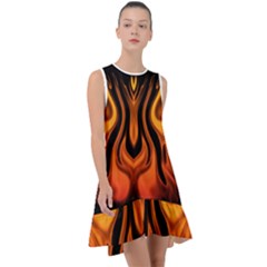 Fire And Flames Pattern Frill Swing Dress by SpinnyChairDesigns