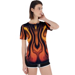 Fire And Flames Pattern Perpetual Short Sleeve T-shirt by SpinnyChairDesigns