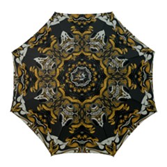 Boho Black Gold Color Golf Umbrellas by SpinnyChairDesigns