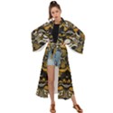 Boho Black Gold Color Maxi Kimono View1