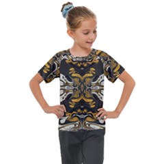 Boho Black Gold Color Kids  Mesh Piece Tee