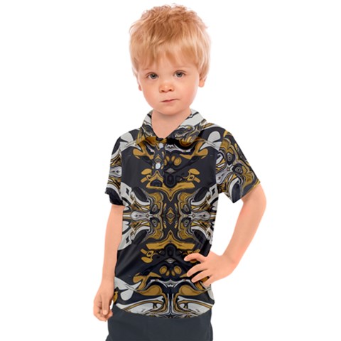 Boho Black Gold Color Kids  Polo Tee by SpinnyChairDesigns