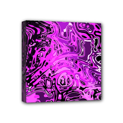 Magenta Black Abstract Art Mini Canvas 4  X 4  (stretched) by SpinnyChairDesigns