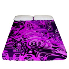 Magenta Black Abstract Art Fitted Sheet (queen Size) by SpinnyChairDesigns