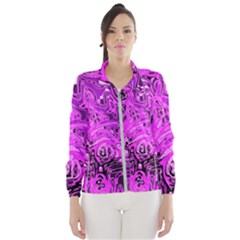 Magenta Black Abstract Art Women s Windbreaker by SpinnyChairDesigns