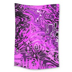 Magenta Black Abstract Art Large Tapestry by SpinnyChairDesigns