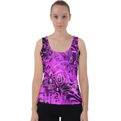 Magenta Black Abstract Art Velvet Tank Top by SpinnyChairDesigns