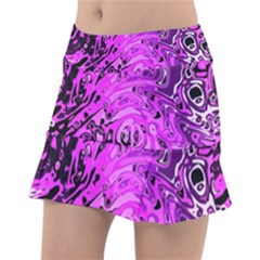 Magenta Black Abstract Art Tennis Skorts by SpinnyChairDesigns