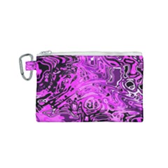 Magenta Black Abstract Art Canvas Cosmetic Bag (small) by SpinnyChairDesigns