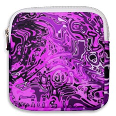 Magenta Black Abstract Art Mini Square Pouch by SpinnyChairDesigns