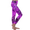 Magenta Black Abstract Art Kids  Lightweight Velour Classic Yoga Leggings View3