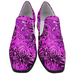 Magenta Black Abstract Art Women Slip On Heel Loafers by SpinnyChairDesigns